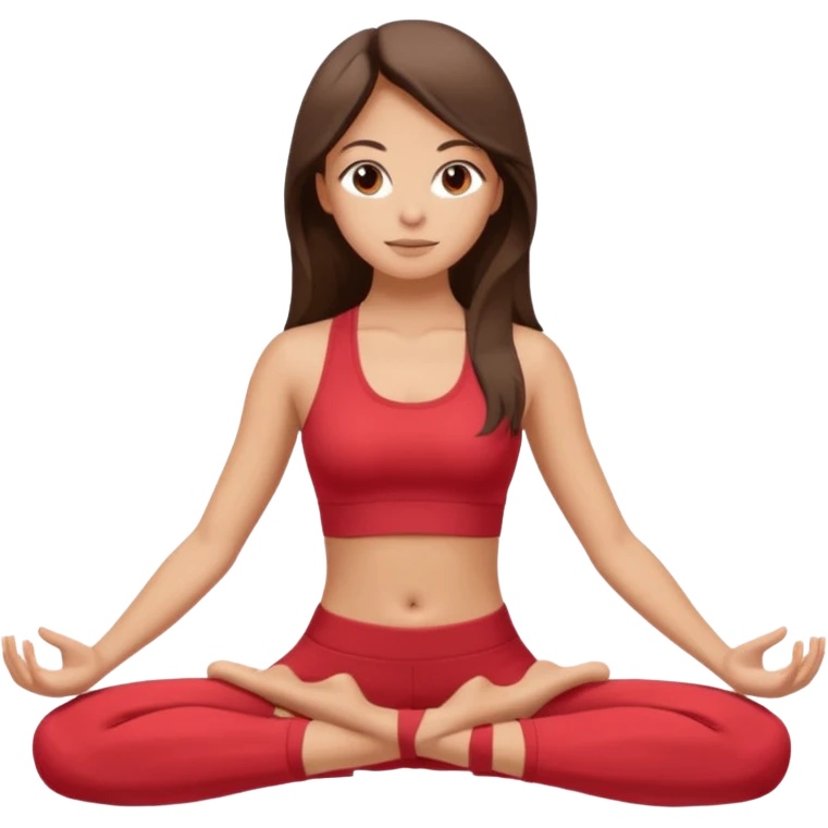 Девушка брюнетка с длинными волосами, костями глазами занимается йогой. Картинка должна были в цветах: бежевый, бледно коасгый и коричневый emoji