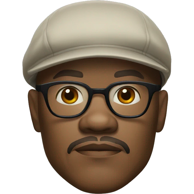bald samuel l jackson serious wearing shirt and backwards Kangol emoji