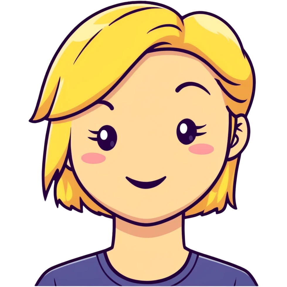 cute blonde cartoon face with a wink emoji