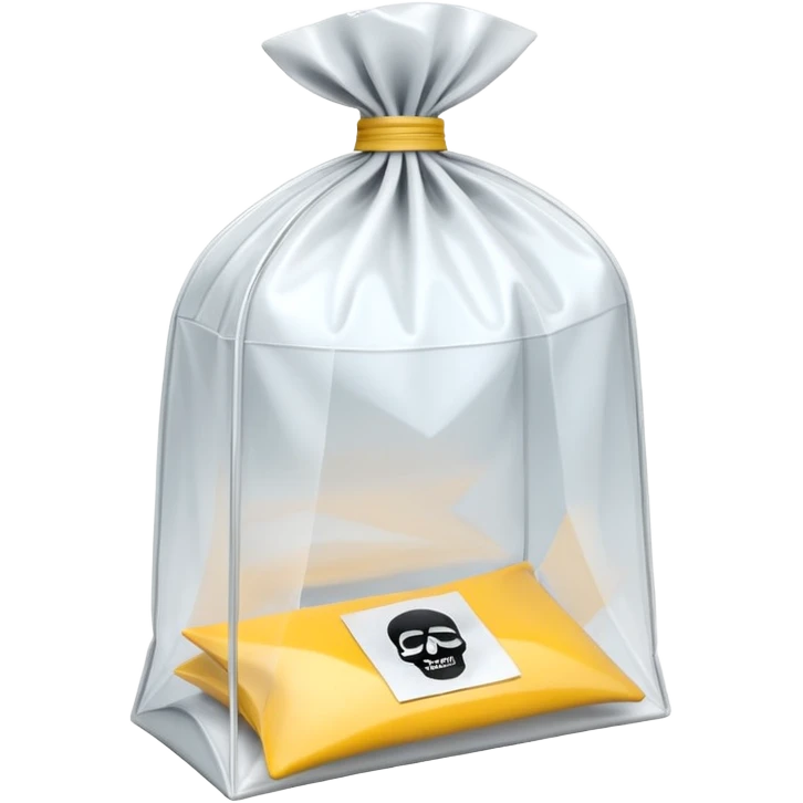 3D render of Evidence Bag inside a clear plastic evidence bag, sterile lighting, forensic crime scene aesthetic, plastic reflection. emoji