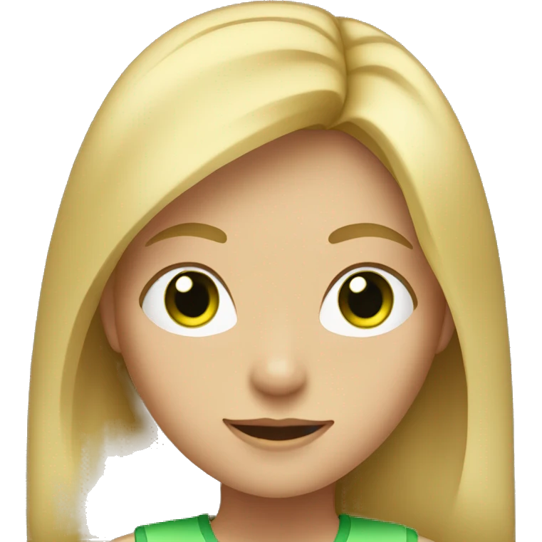A girl with green eyes and shoulder-length blond hair emoji