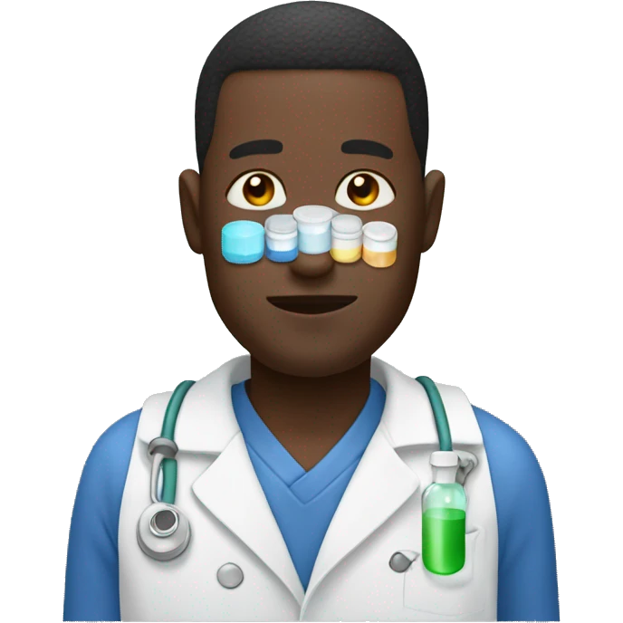 Black man taking medication ￼ emoji