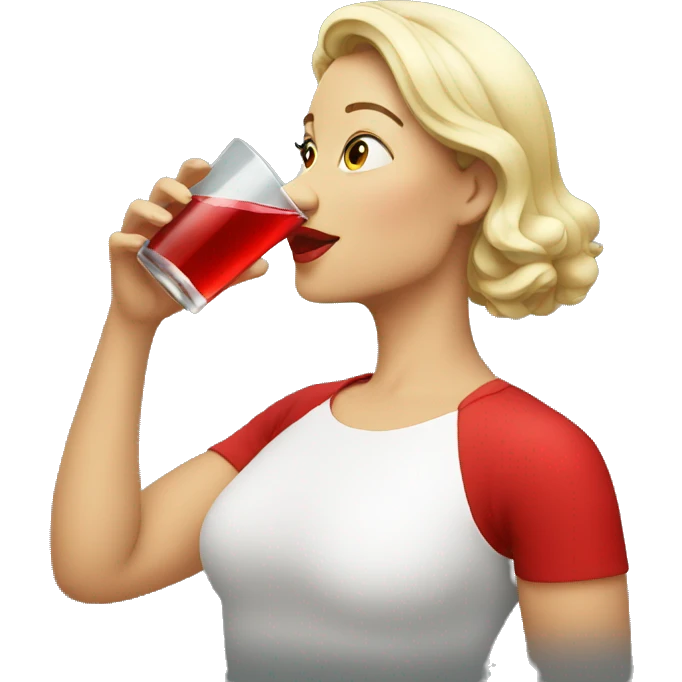 lady in red taking a drink emoji