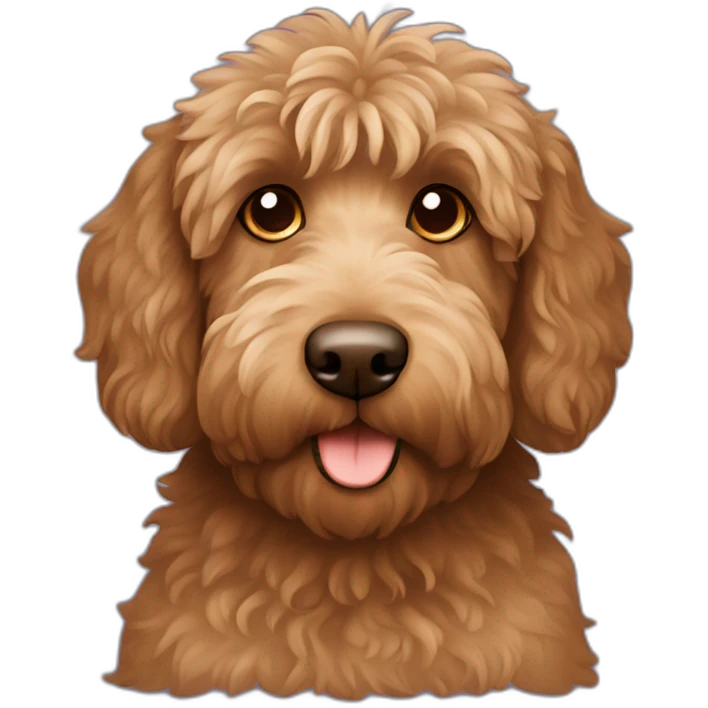 brown labradoodle dog working on a laptop emoji