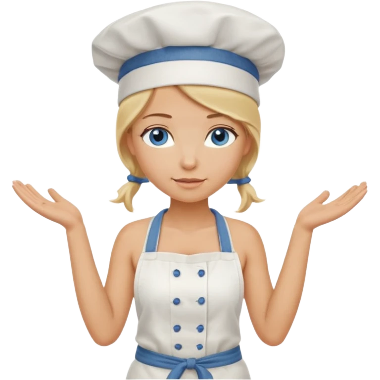 Sexy Full body  pretty
Long Blonde hair blue eyed female chef wearing white tank top, denim shorts and chef hat arms folded emoji