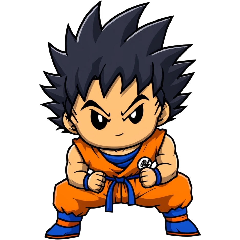 Goku from Dragon Ball Z, spiky black hair, orange gi emoji