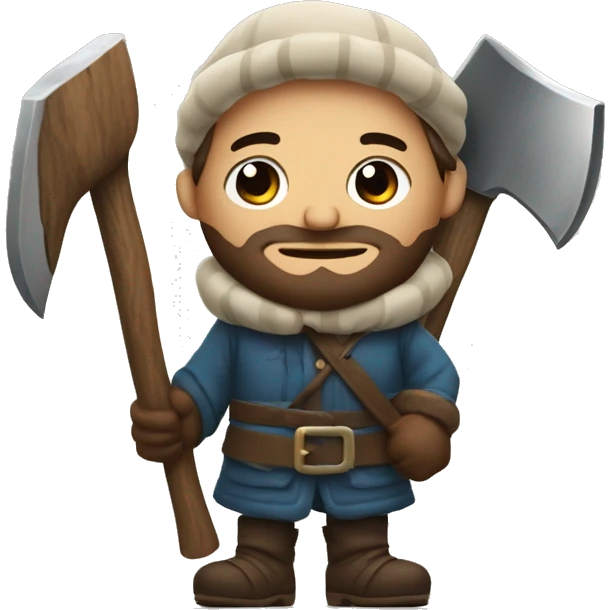 lumberjack in winter robes with axe emoji