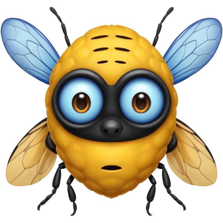 una abeja con cabeza de un señor canoso viejo, robusto yhumano, el cuerpo de la abeja dejalo sin cambiar emoji