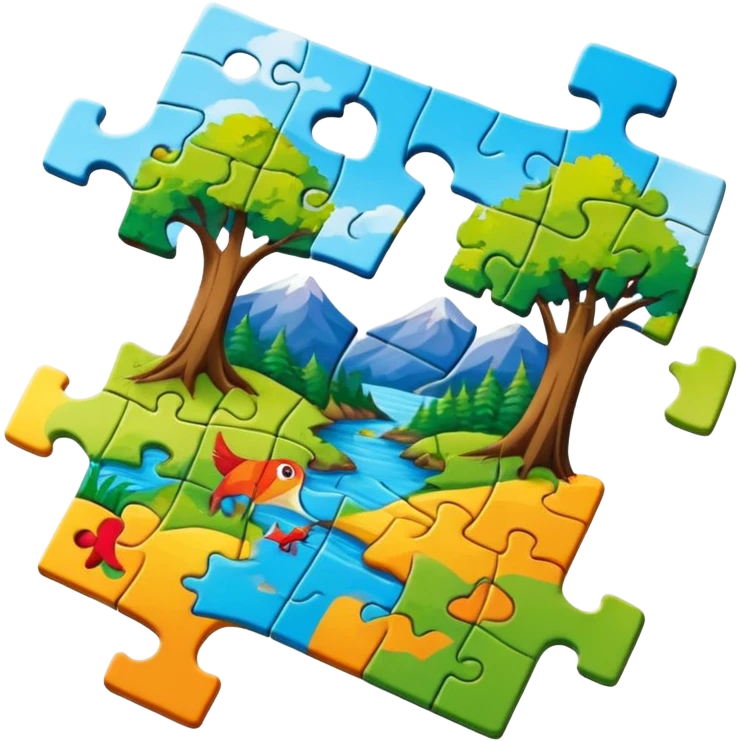 jigsaw puzzle with nature puzzle emoji