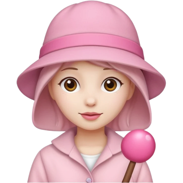 Labubu in pink with pink hat emoji