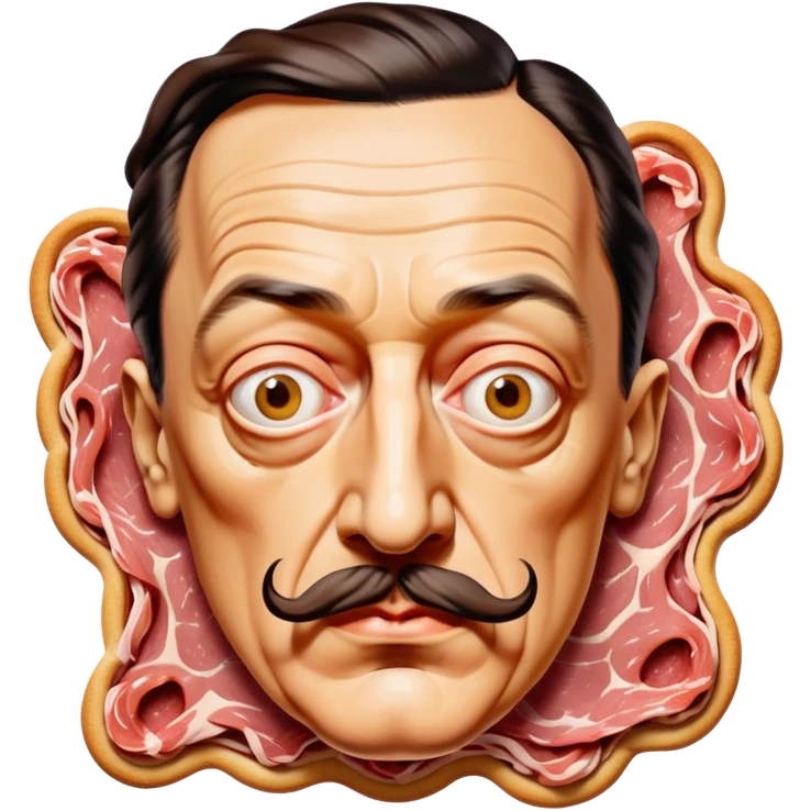 Salvadore dali with melting moustache made of spam meat portrait emoji