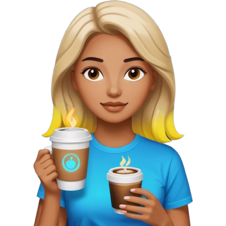 Woman with coffee + neon glow, Midnight Wander. emoji
