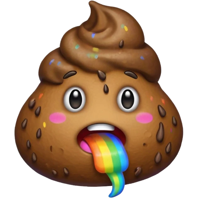 A turd emoji puking up a rainbow emoji