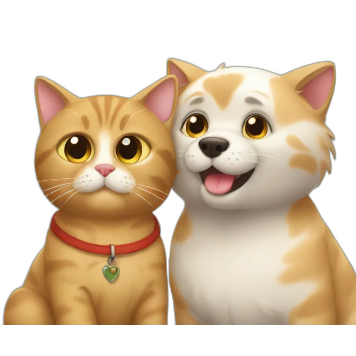 Cat with dog fall in love  emoji