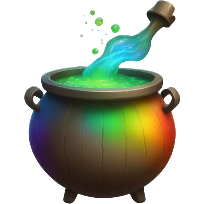 rainbow potion in a cauldron emoji