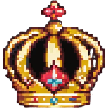 pixel art royal crown with red and gold emoji