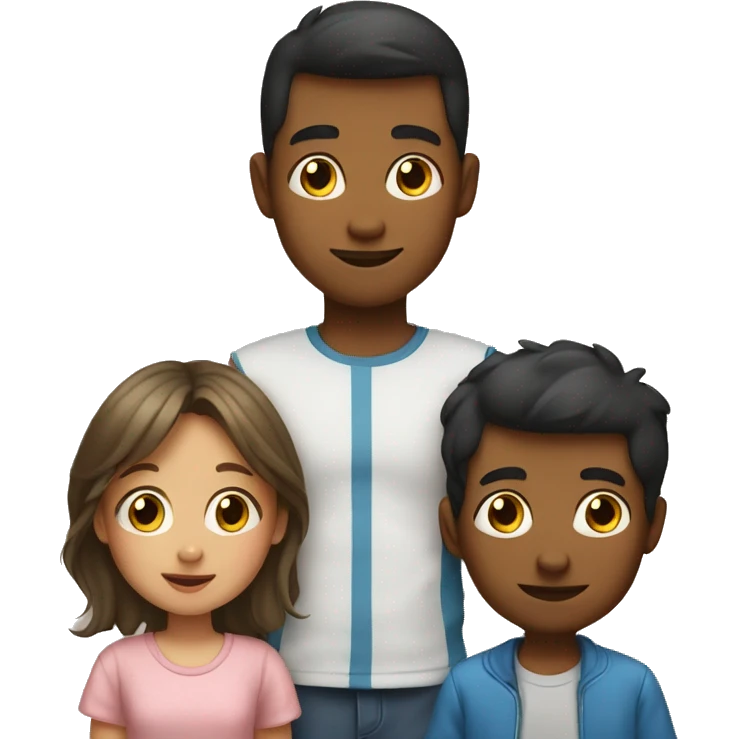 a family emoji with a big brother, younger brother and a baby sister emoji