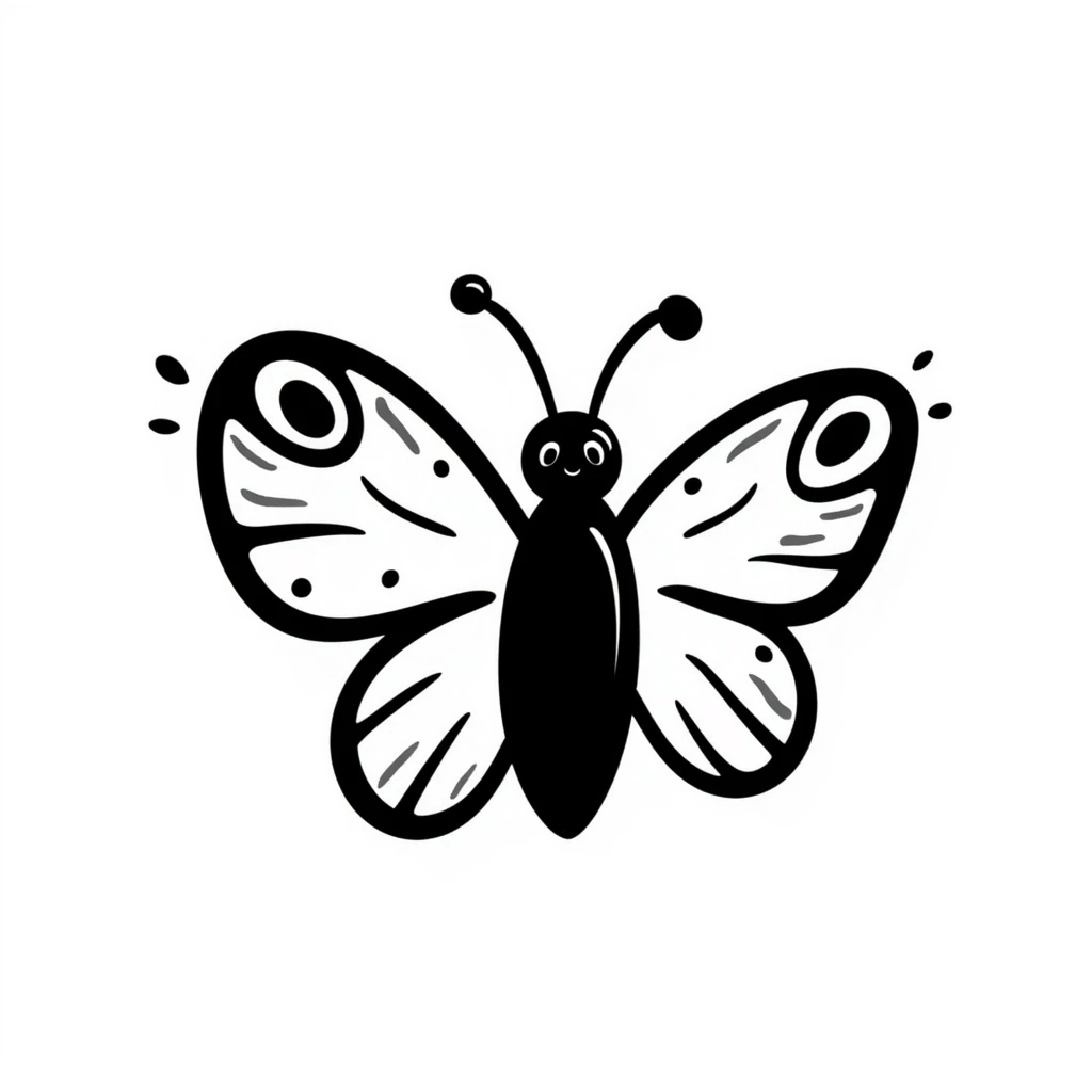 A butterfly in the style of hand-drawn doodles emoji