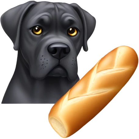 Cane corso dog eating baguette  emoji