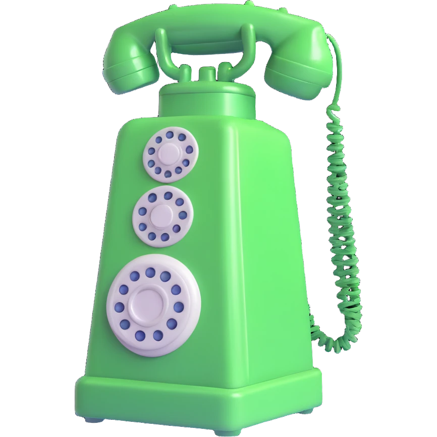 very realistic 3D transparent bottle with a cap, inside green elixir, bottle shape resembles an antique wired telephone with a handset and buttons, no text emoji