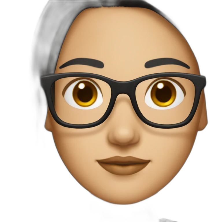 Create me a girl with shoulder length, black hair, and square glasses with brown skin emoji