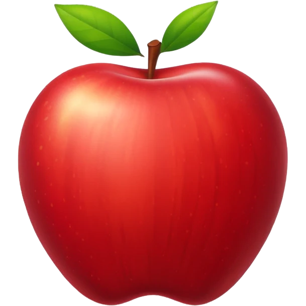 vibrant stylized whole red apple emoji, suitable as a sprite for a 2D fruit ninja game emoji