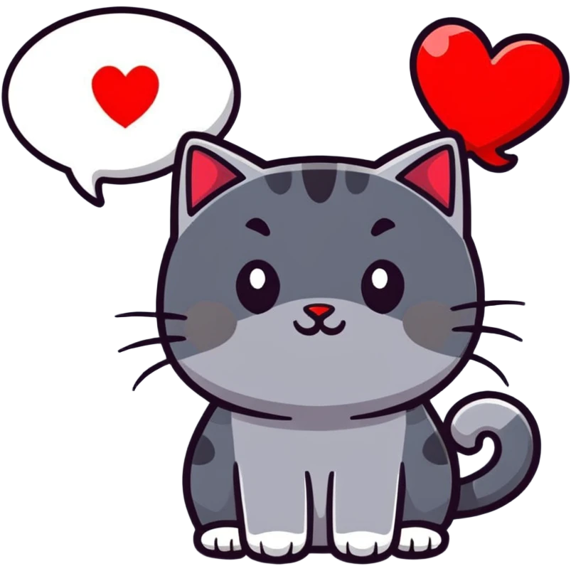 Cat with “I wub you” emoji