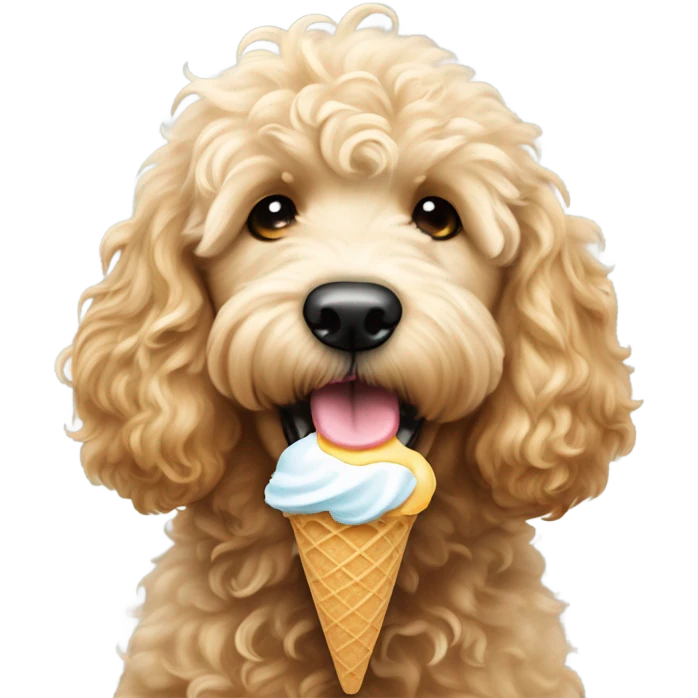 Golden doodle licking ice cream emoji