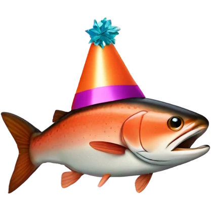Salmon with party hat emoji