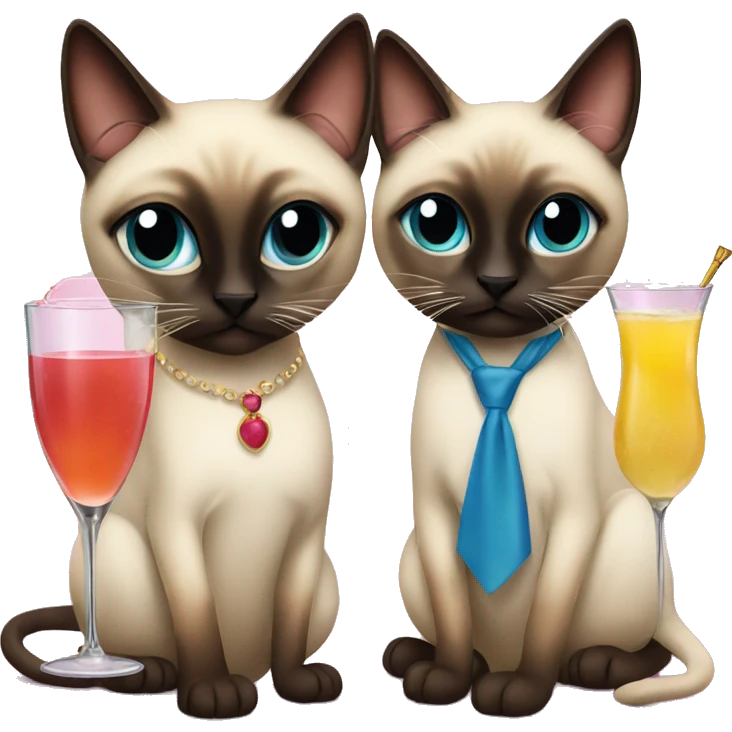 two siamese cats at a cocktail party emoji