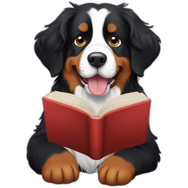 bernese mountain dog reading a book emoji