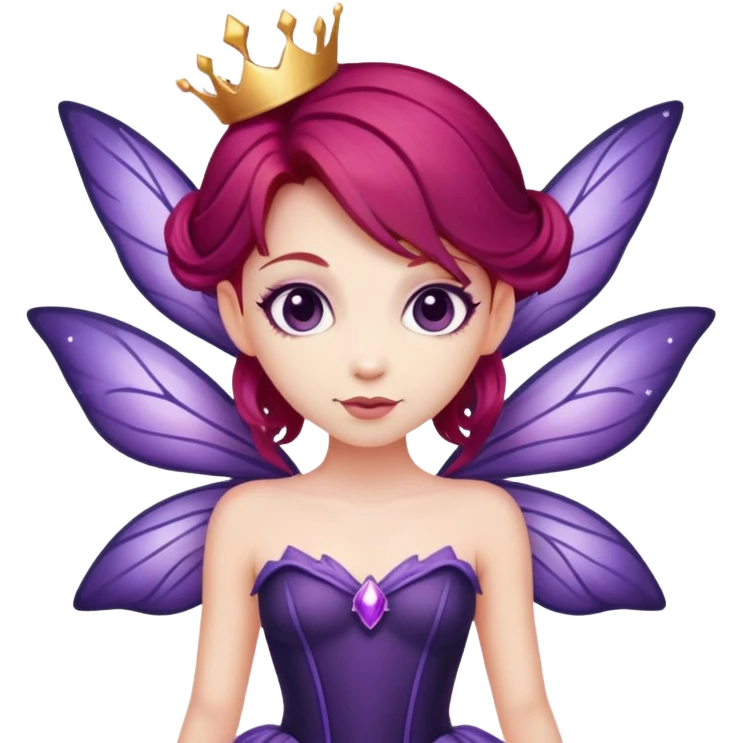 dark purple sugarplum fairy with red hair  emoji