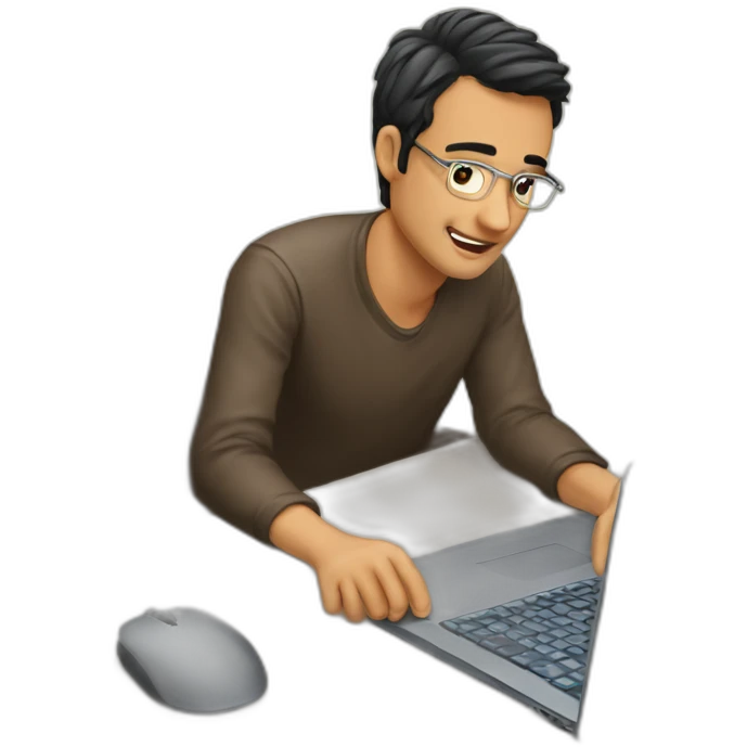 Brune derrière son ordinateur emoji