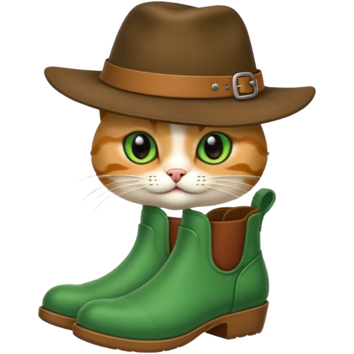 Un chat avec des botte et un chapeau  emoji