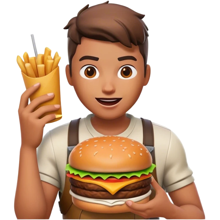 A Fortnite character eating a burger  emoji