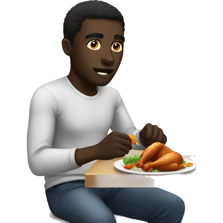 dark skinned guy eating chicken emoji