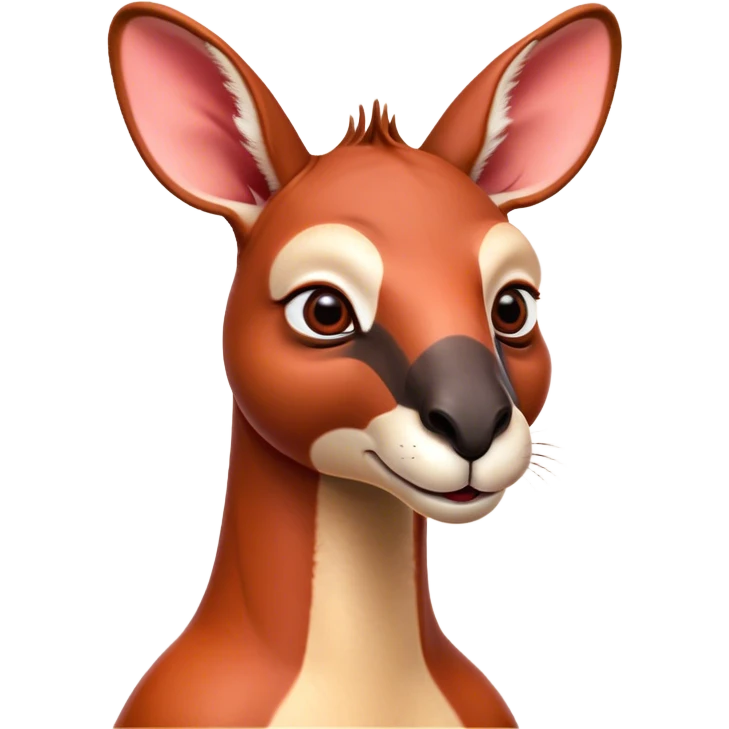 Cinematic Comical Adult Red Kangaroo Portrait Emoji, Head tilted dramatically with an exaggeratedly shocked expression, featuring a robust, dynamic build with a uniquely red kangaroo-shaped head sporting an elongated snout and wide, comically expressive eyes full of playful disbelief, Simplified yet hilariously expressive features, highly detailed, glowing with a slightly sassy outback glow, high shine, dramatic yet playful, stylized with an air of cheeky wild mischief, soft glowing outline, capturing the essence of a meme-worthy kangaroo that looks ready to bound its way into viral fame! emoji