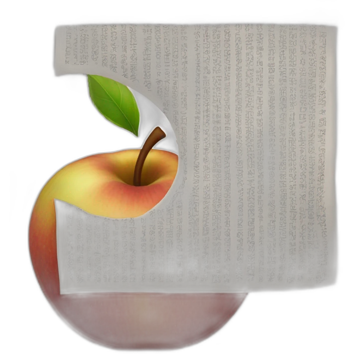 Media manzana pegada a una letra D emoji
