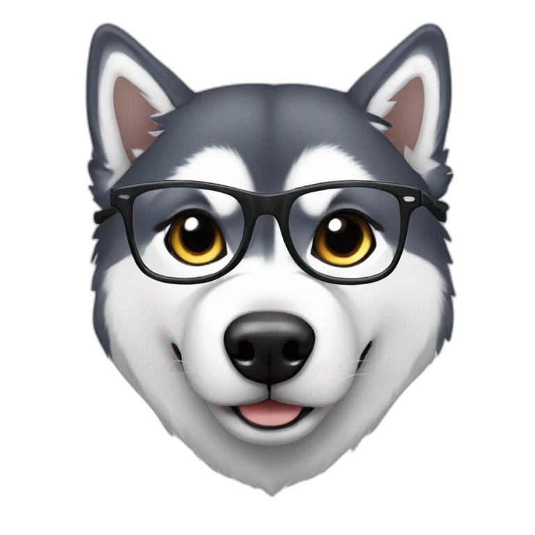 Husky With glasses emoji