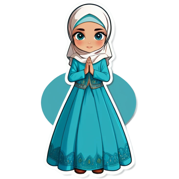 Turkish beautiful finish Konya girl blue eyes with hijab and turquoise stone dress emoji