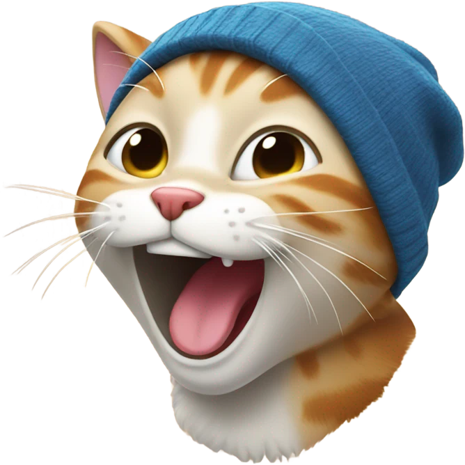 Laughing cat with beanie emoji