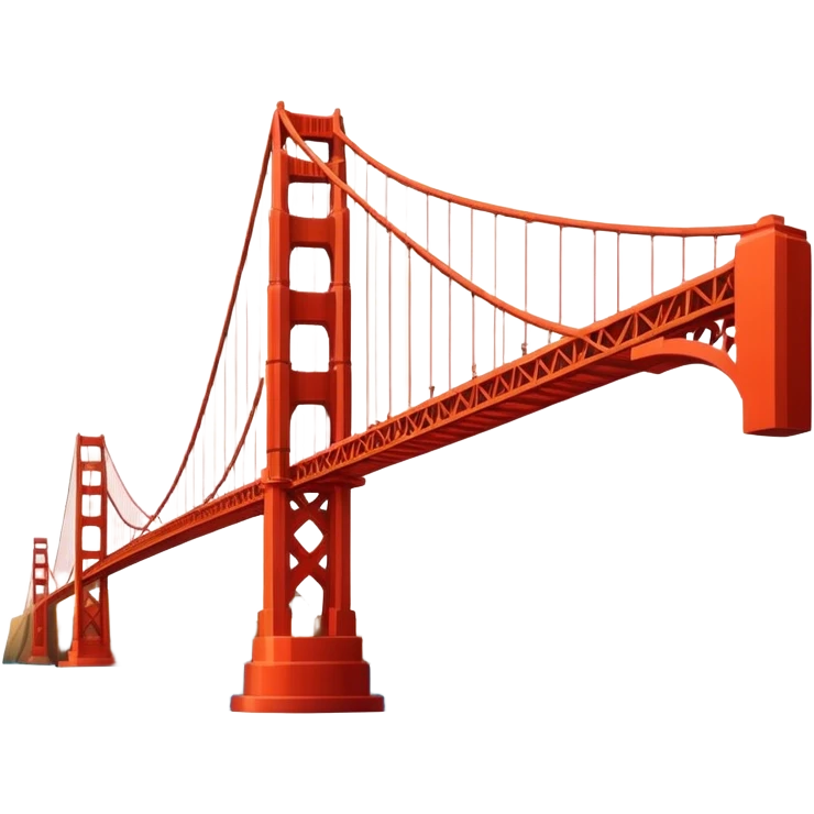 Cinematic Realistic Golden Gate Bridge Landmark Emoji, depicted with the iconic suspension bridge rendered with rich detail and vibrant, dynamic lighting. emoji