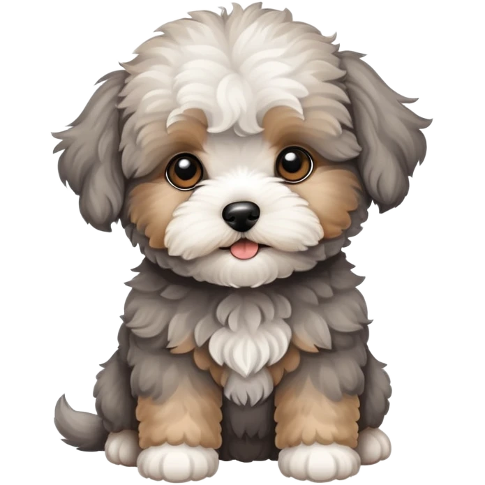 Grey  cute maltipoo puppy emoji