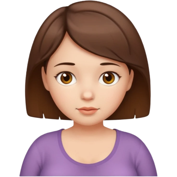 a girl with brown eyes, brown short hair pregnant emoji
