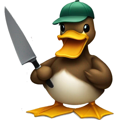 A duck holding a knife emoji
