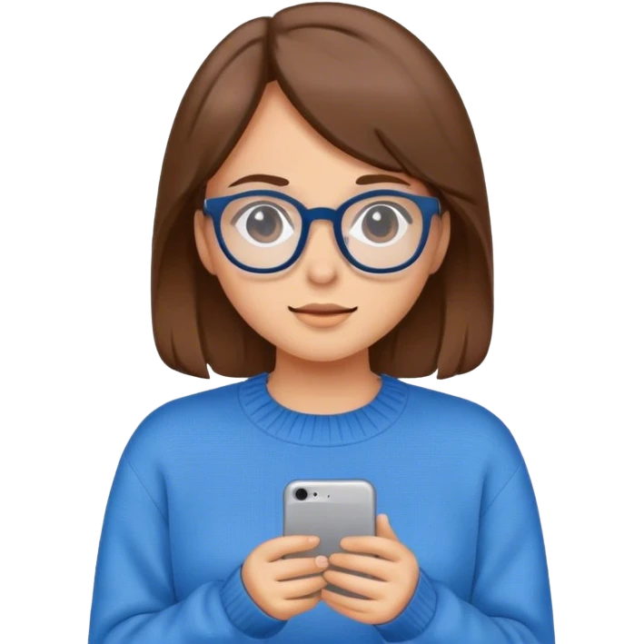 Girl with brown hair and glasses emoji