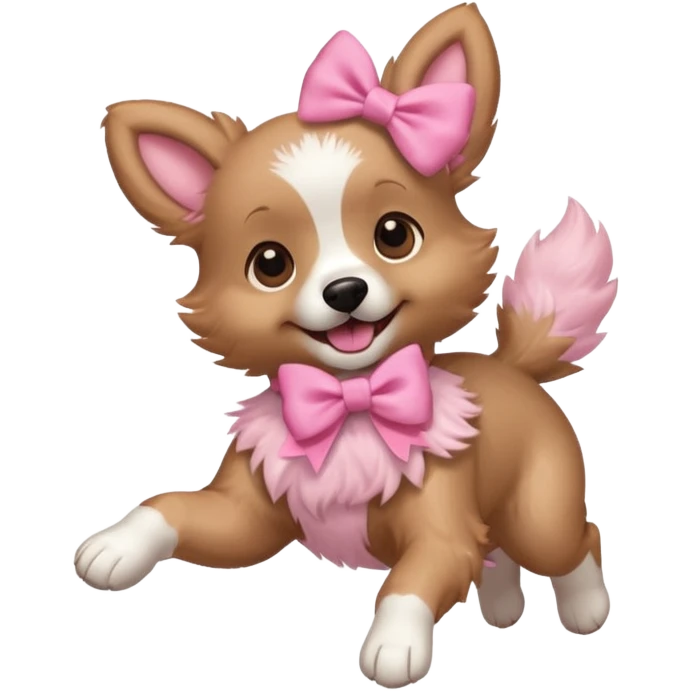 pink girly dog jumping in the air emoji