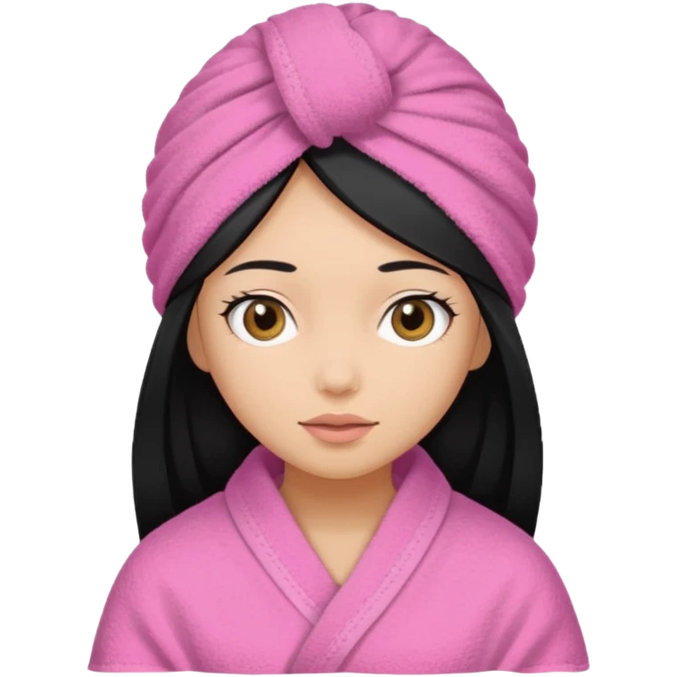 Girl with a pink towel on her head, light tan skin black hair tucked in towel  emoji