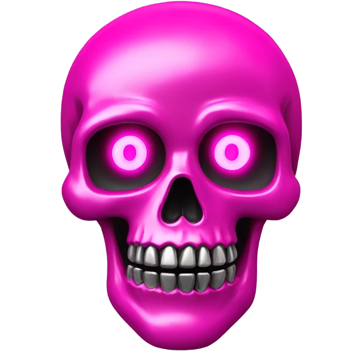 Chrome neon pink skull emoji
