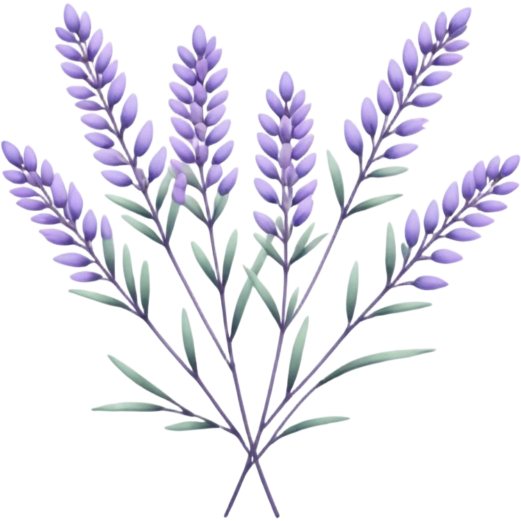 simple flower branches. The art style is clean line art with delicate watercolor textures, pastel colors, and a dominant palette of lavender, soft lilac, and muted purple. Let the branch be more elongated and have short branches on it like ears of corn. emoji